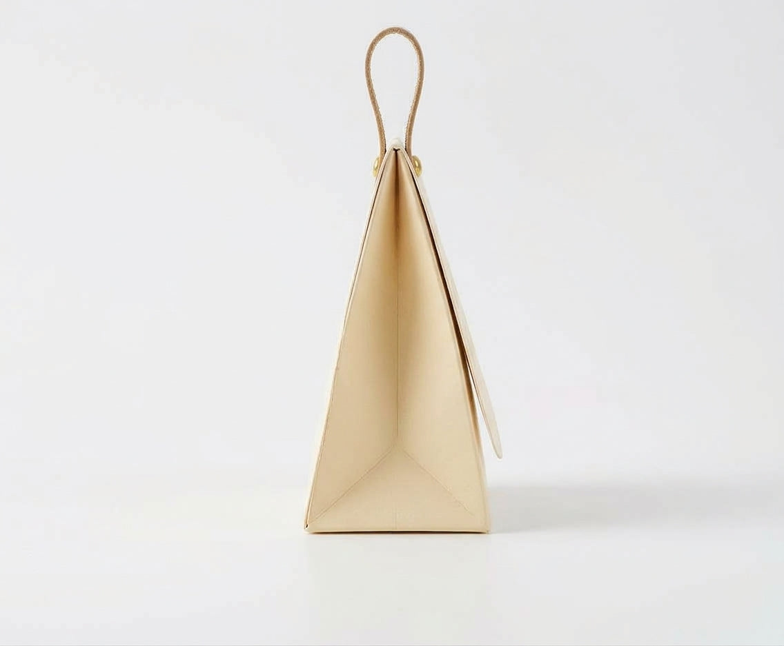 Minimalist Leather-Handle Gift Box | "Happy Moment For You"